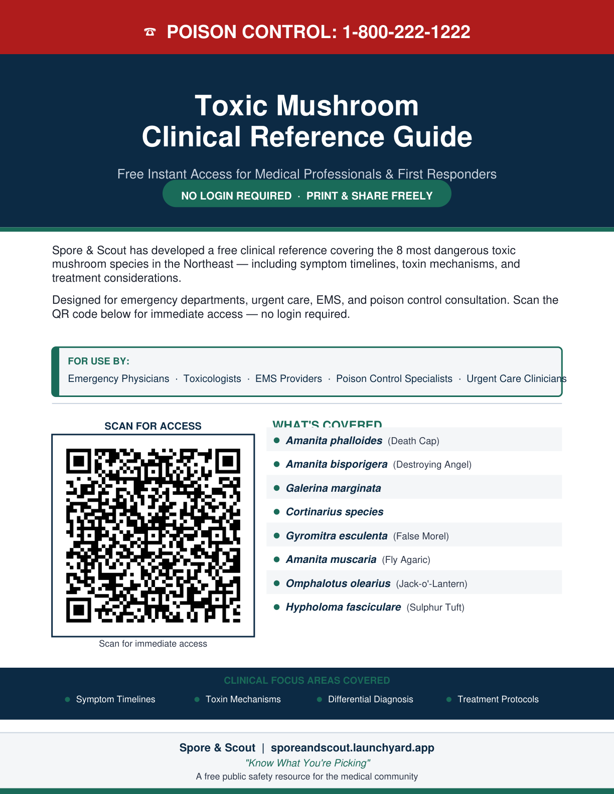 Toxic Mushroom Clinical Reference flyer — Northeast
